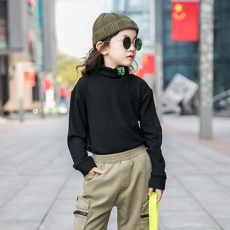 大きな子供用コットントップトレンドの子供用ハイネックボトミングシャツ秋冬服2019新しい長袖Tシャツ トレンディボーイ48219116647