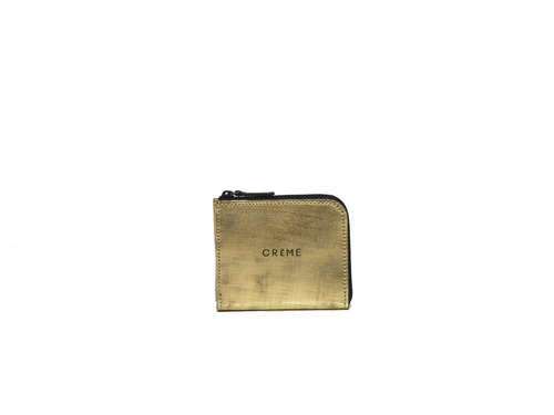 CRÈME 箔 14030　ゴールド　Ｌ字ファスナー　コンパクト財布　