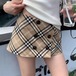 チェック柄ダブルボタンラップミニスカート ・78645