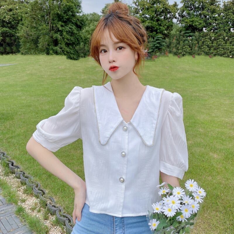 スリーブシャツ トップス サマー薄手カラー 大人ガーリー スウィート キュート カジュアル 夏物 YY-ファッション72874126576