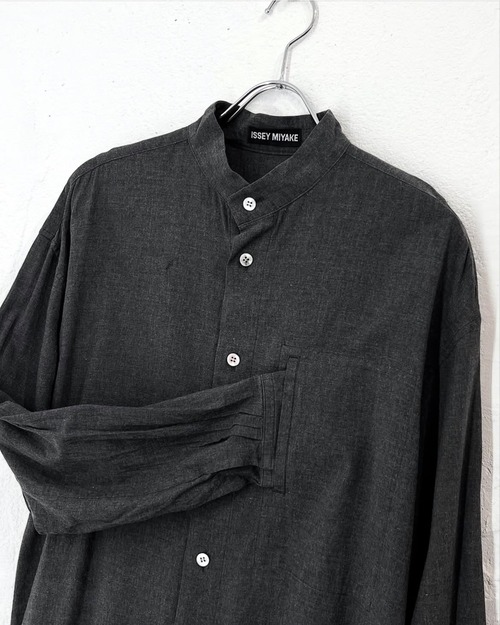 1993AW ISSEY MIYAKE Cotton×Rayon No-Collar Shirt