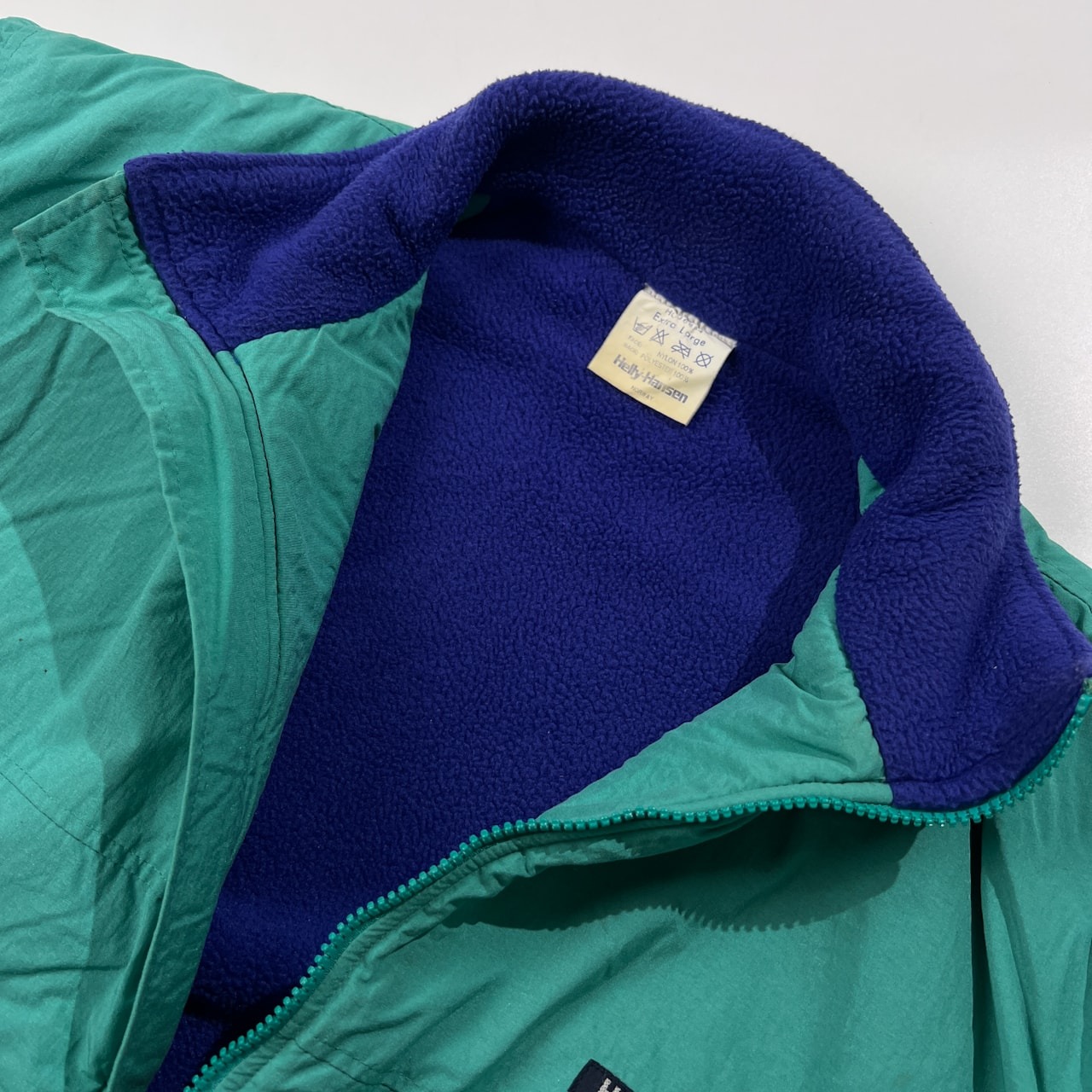 90s HELLY HANSEN ヘリーハンセン ナイロンジャケット 裏フリース サイズ XL /エメラルドグリーン/ビンテージ