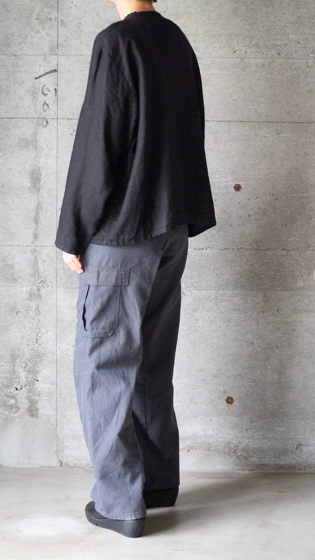 "RUSS BERENS" 1990s Linen no-collor shirt jacket