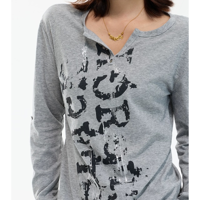 key-neck faded logo long tee　キーネックフェードロゴロングティー　J2105