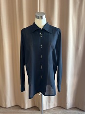 minimal black sheer button shirt-5159-8