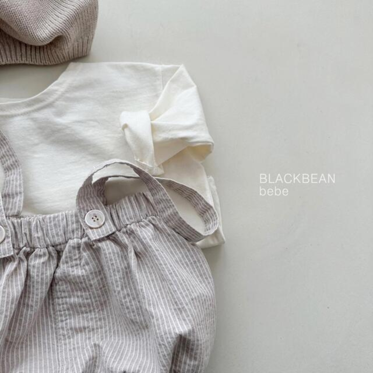 【BLACK BEAN】チュロスサロペットSET ベージュ 60〜80cm【240205bl】 - 2