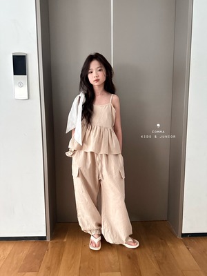 [COMMA] Linen Frill Sleeveless (160/170) / [콤마] 린넨프릴나시 (160/170)