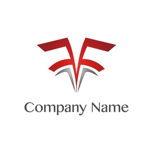 No54 2つのFのロゴ【F、アルファベット、赤、グラデーション、企業、会社、団体、建築、建設、製造】