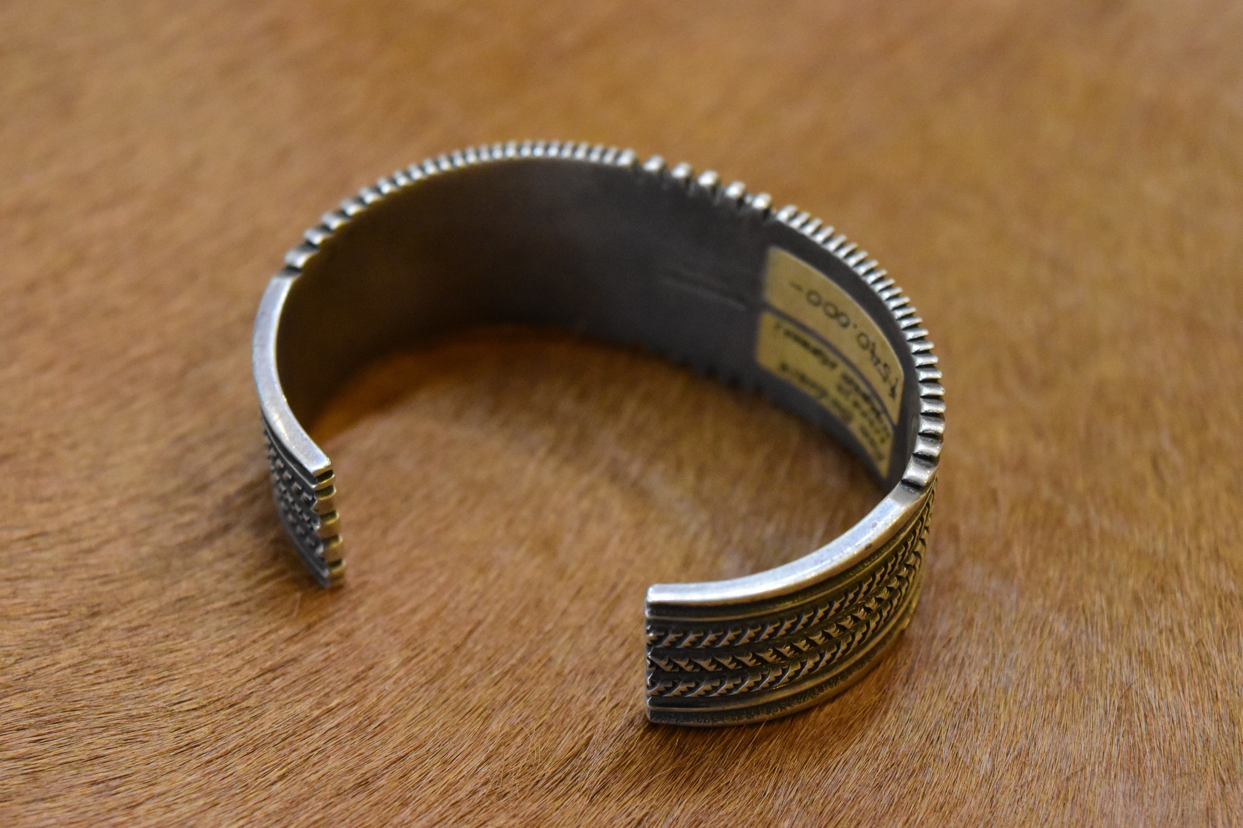 Ron Bedonie ロンベドニー ナバホ ブレスレット バングル ビズビー Ron Bedonie】〈Morenci Turquoise〉Stamp Bangle | FARWEST silver smith