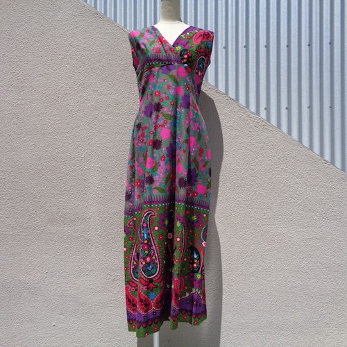 70's flower motif dress / 70年代 フラワーモチーフ ドレス