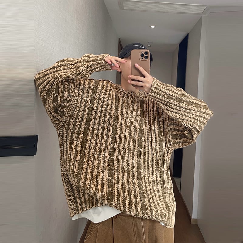 ベージュニットみょん様 dannyandzeeケーブルバーシブルセーター | mblueshop