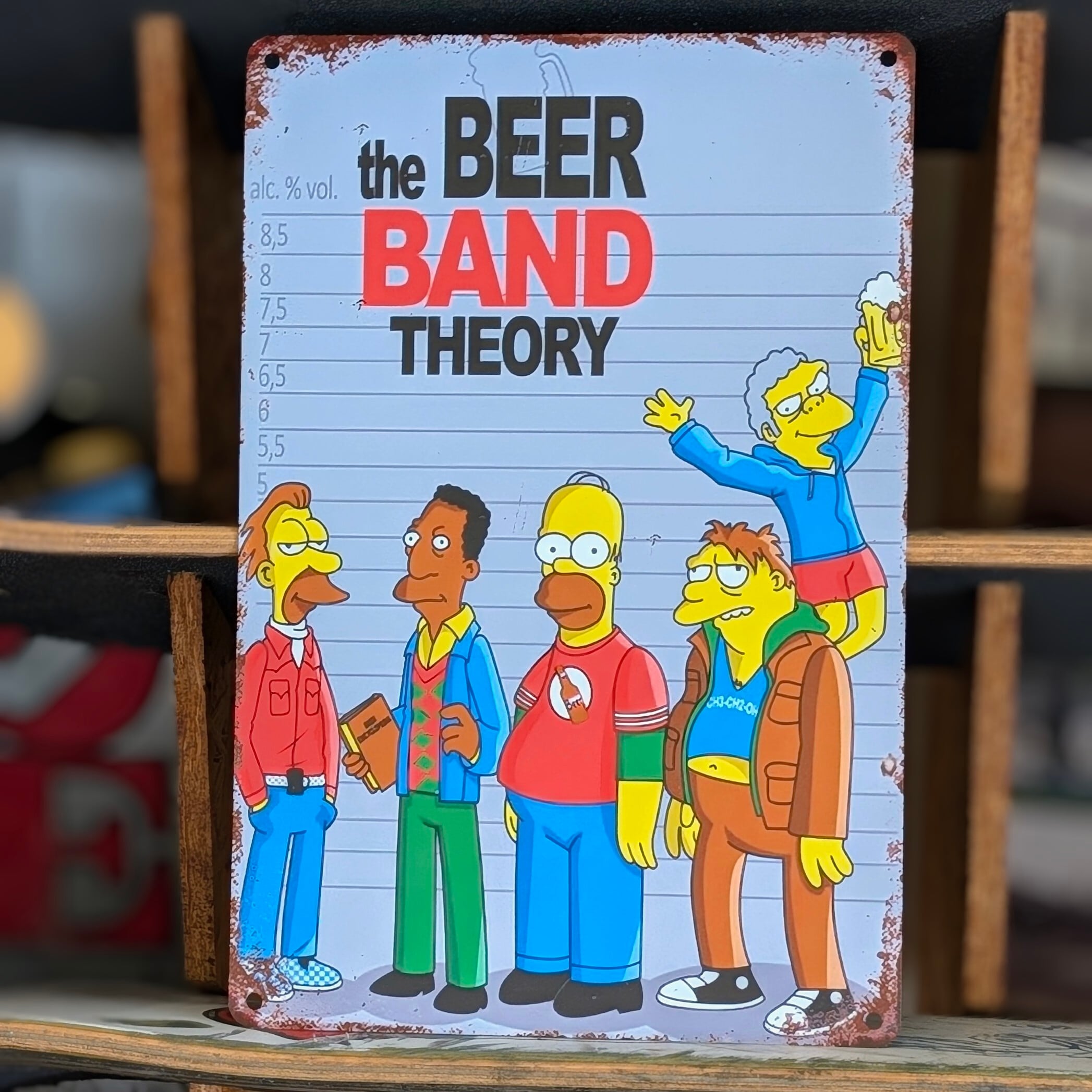 送料無料！ちょうどいいブリキ看板【 The Simpsons （ シンプソンズ ）】『 モーのバー常連客バンド(笑) 』 METAL SIGN / メタルサイン / ブリキ看板 / サインボード / ビンテージ加工 〚アメリカン雑貨 アメトイ〛