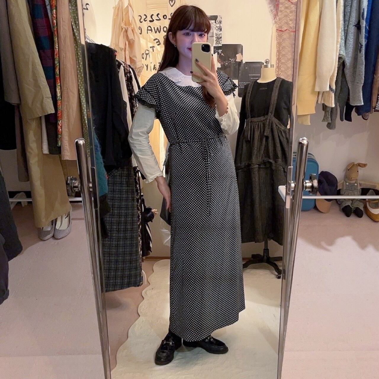 KETTY / dot lace sleeve less one-piece