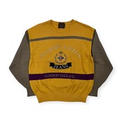 HARDY AMIES ハーディエイミス BIGロゴ ツートン 長袖 コットンニット セーター サイズ 3 /メンズ/イエロー/日本製/薄手