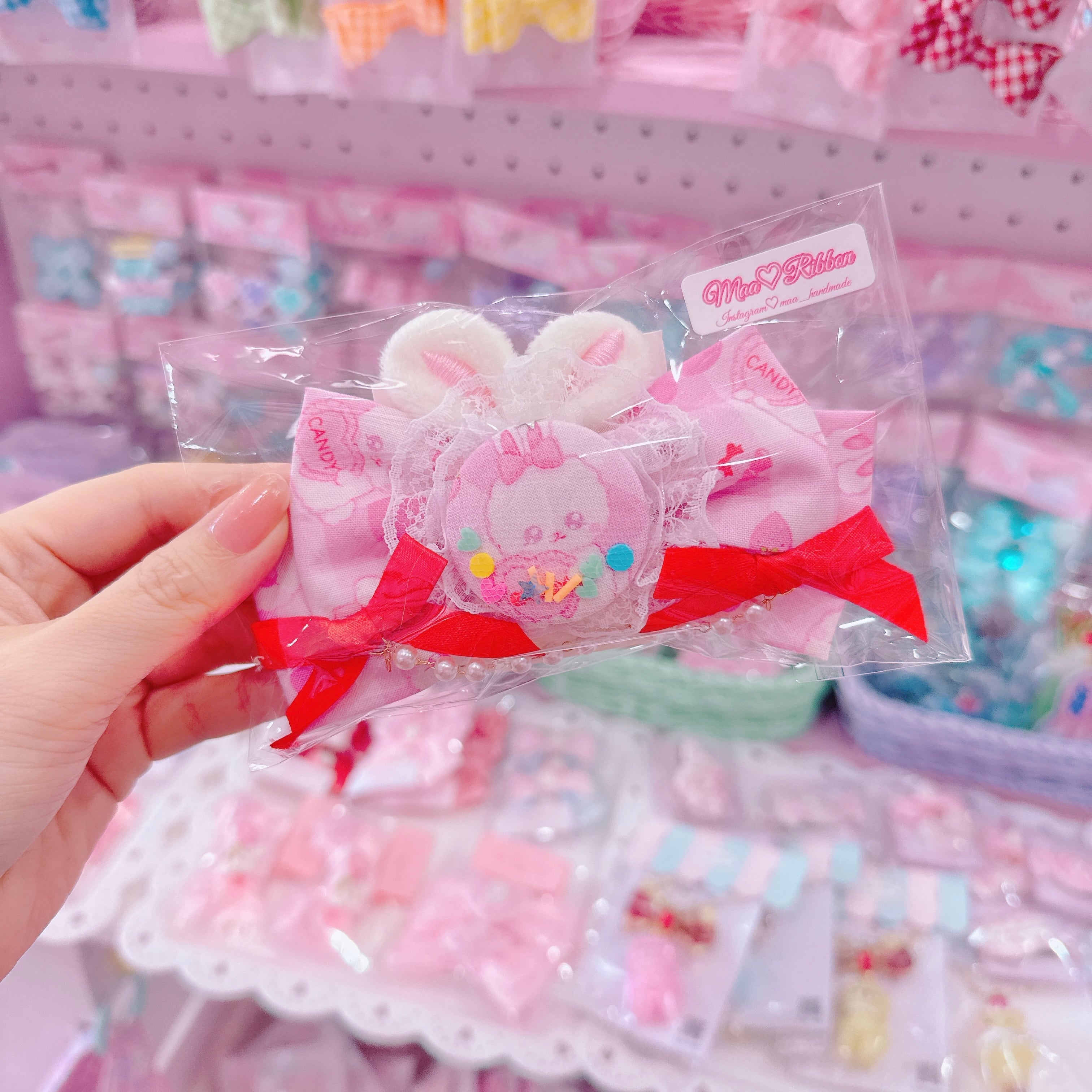 【R14】54-21布リボンヘアクリップ