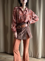 terracotta floral jacquard shirt-5186-9