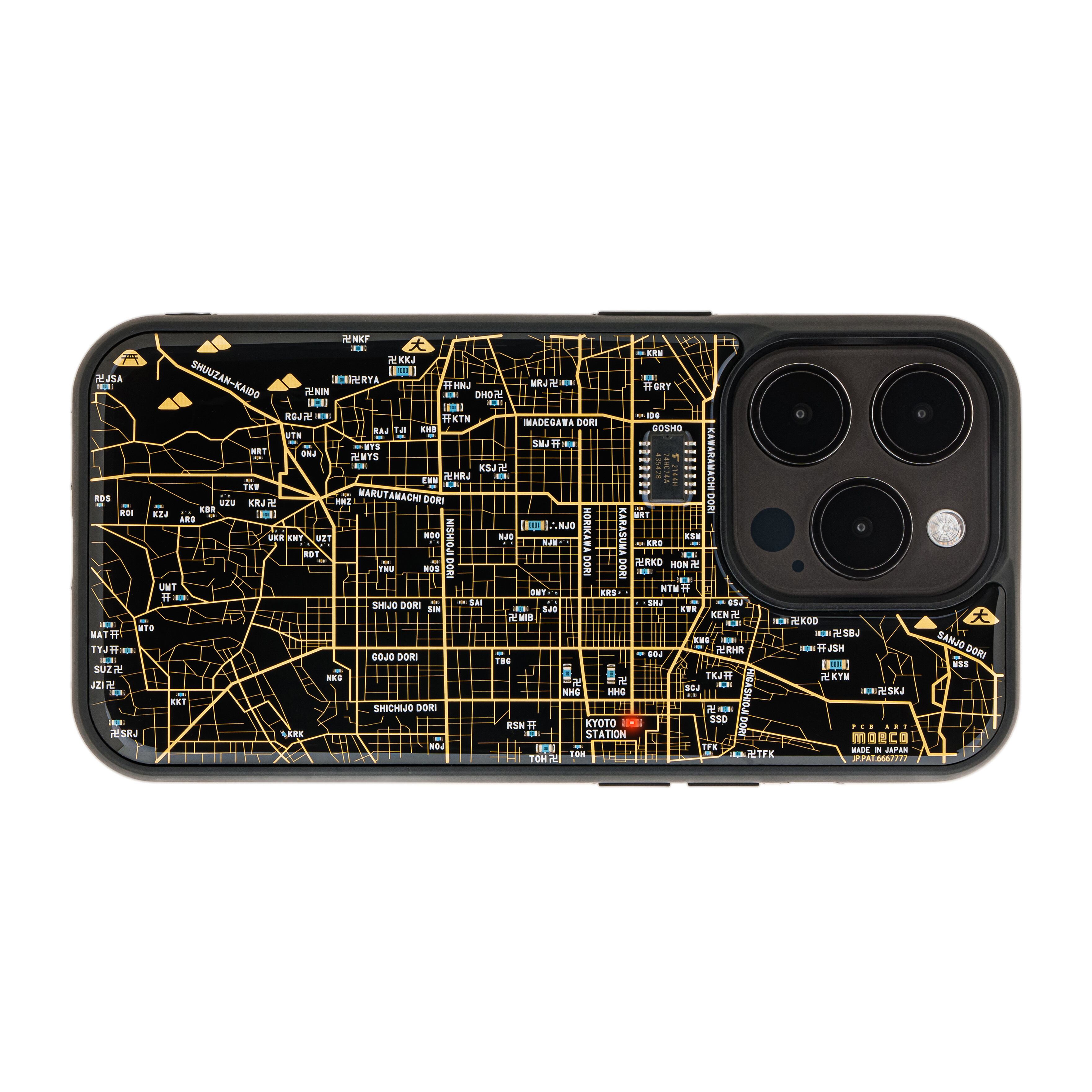 FLASH 京都回路地図 iPhone 15 Pro ケース | PCB ART moeco