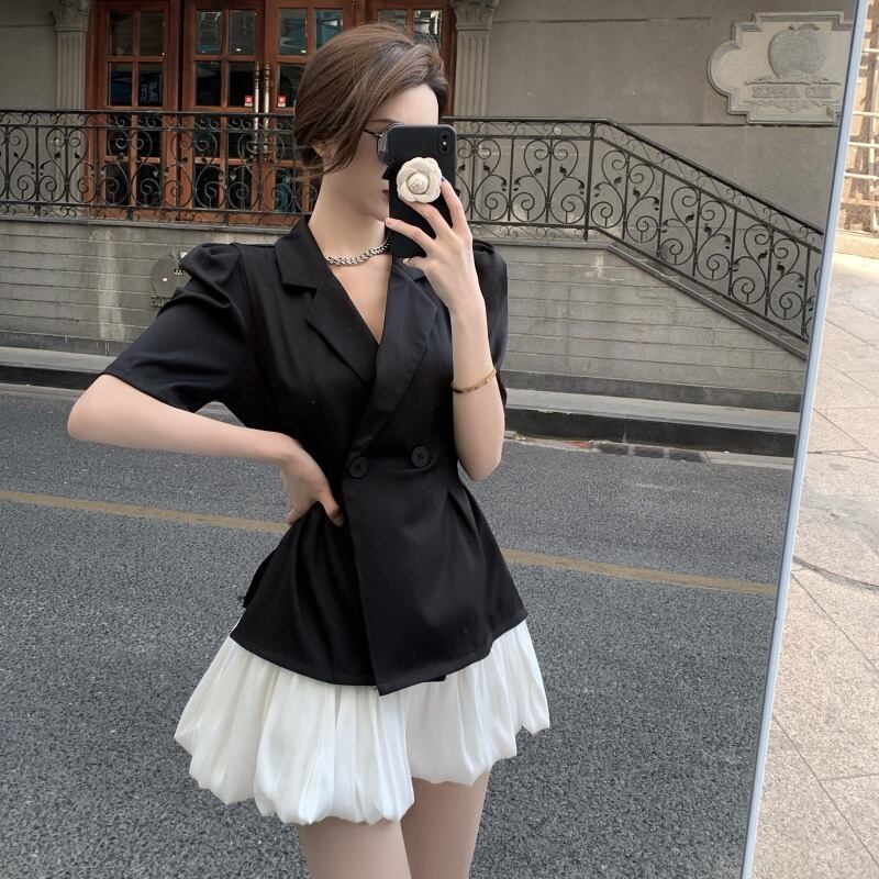 ブラックジャケット 薄手サマーウェストレッド ストリート 夏物 1号婦人77606710680