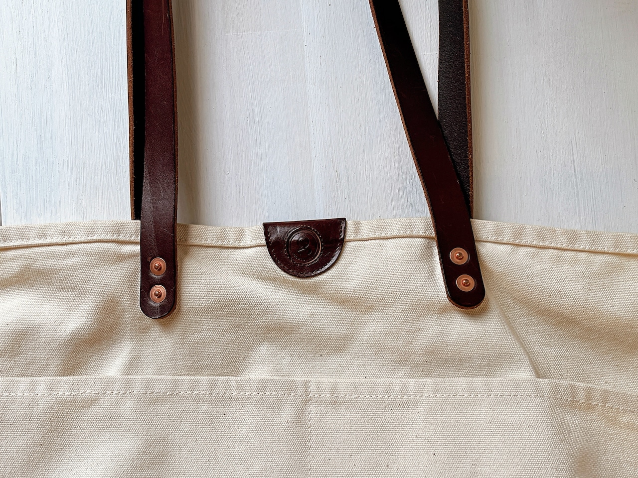 －Leather  Handle Canvas Tote－WANDERER