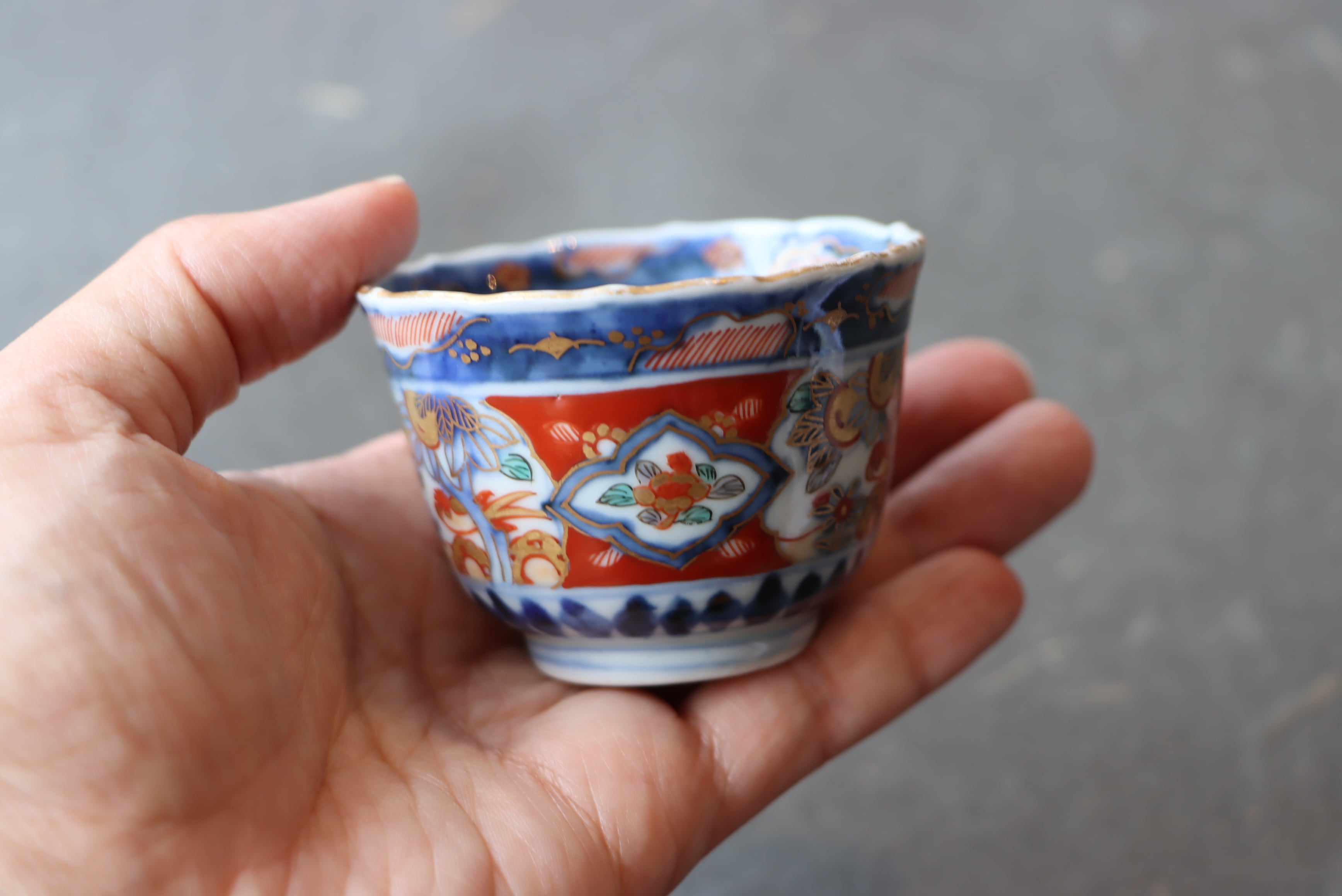 伊万里焼 色絵 柘榴鳥文 猪口 通りもの/Imari small cup | (有)新原美術