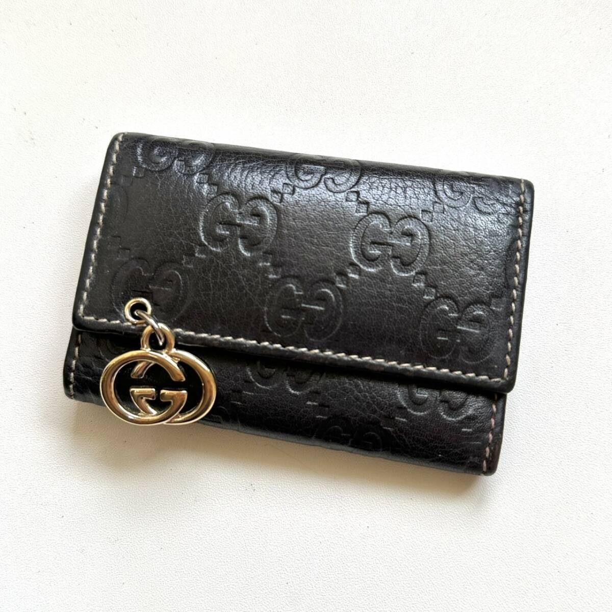GUCCI シマ　キーフック付きケース グッチ GUCCI キーケース グッチシマ 美品 | 万福財布