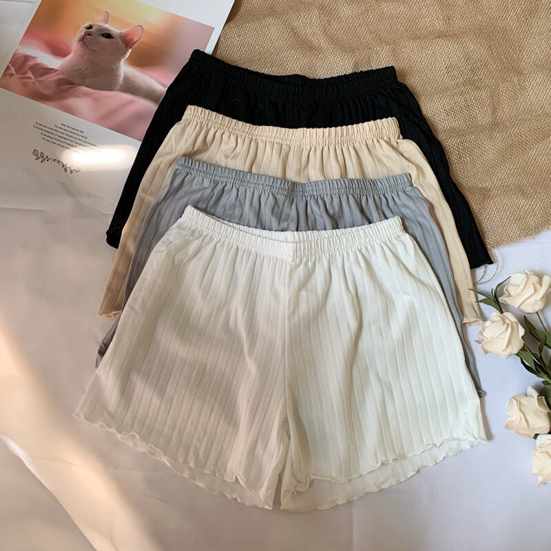 サマーハイウェストウェストパンツ レッド薄手レギンス ショーツ 夏物 ブルマー 試着室25899943520