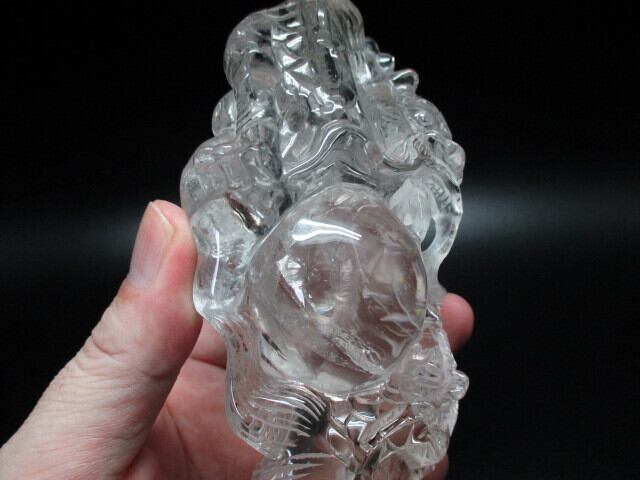 高級彫刻品　天然水晶龍　no,3
