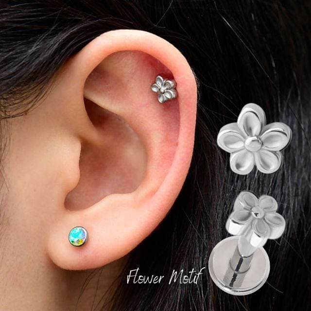 ボディピアス 16G フラワー 花 金属アレルギー対応 ステンレスピアス