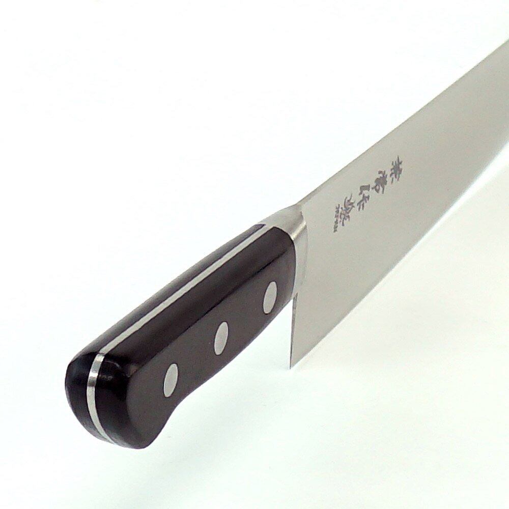 KC-578 兼常作 高級ステンレス鋼 麺切庖丁 赤合板柄 包丁 240mm KC-578 兼常作 高級ステンレス鋼 麺切庖丁 赤合板柄 包丁 240mm