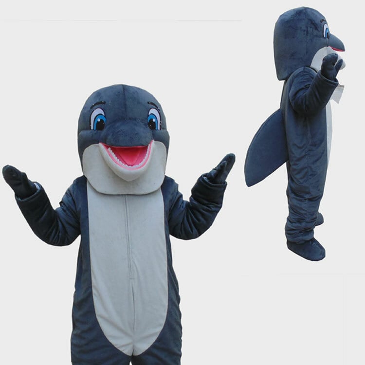 本格的着ぐるみ イルカ 大人用 グレー 海豚 きぐるみ 3頭身タイプ 
