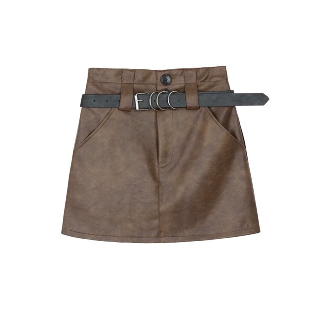 belt leather mini skirt