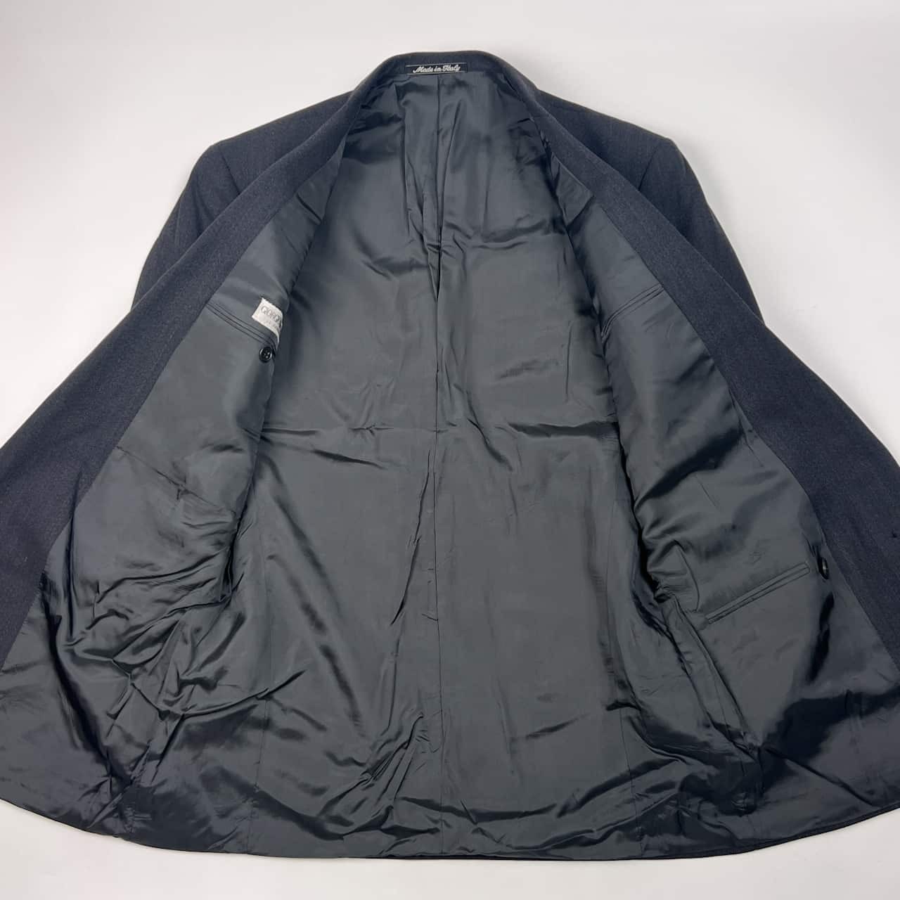 イタリア製 GIORGIO ARMANI ジョルジオアルマーニ ウール ダブル テーラードジャケット 44REG/ダークグレー メンズ