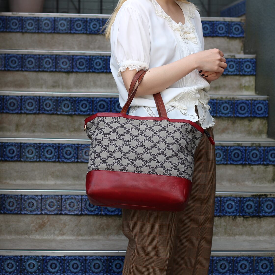 OLD CELINE BIG MACADAM PATTERNED TOTE BAG MADE IN ITALY/オールド  