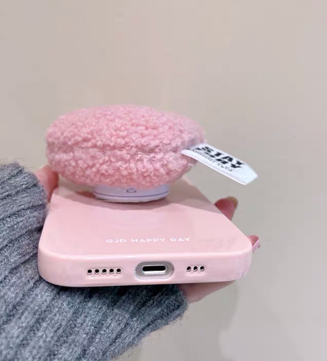 iPhoneケース iPhone15 iPhone14 グリップ付き ハート 秋冬 シンプル 推し活 推しカラー お揃い ペア スマホケース おしゃれ 韓国 2653