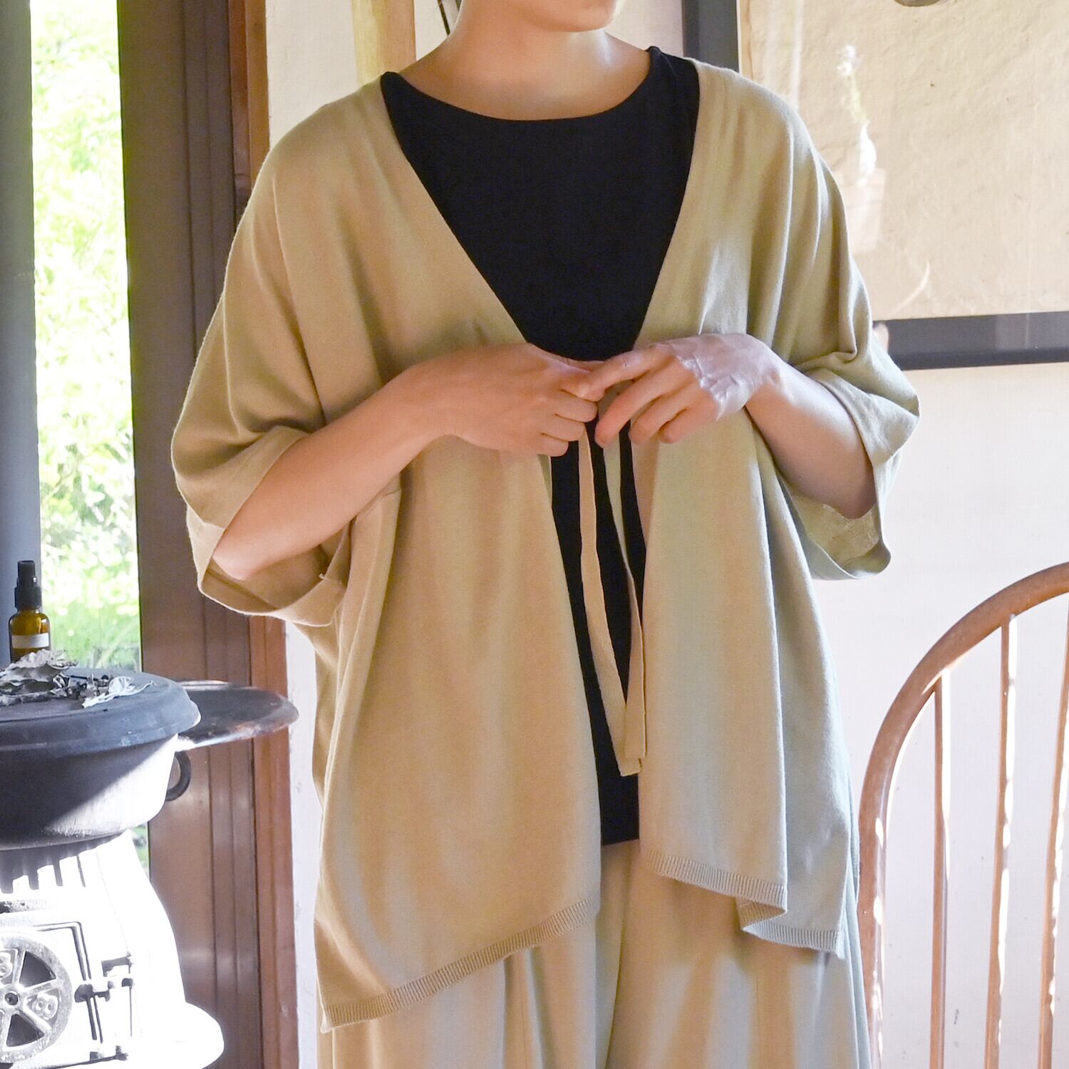 【sisam】フロントタイカーデ|オーガニックコットン