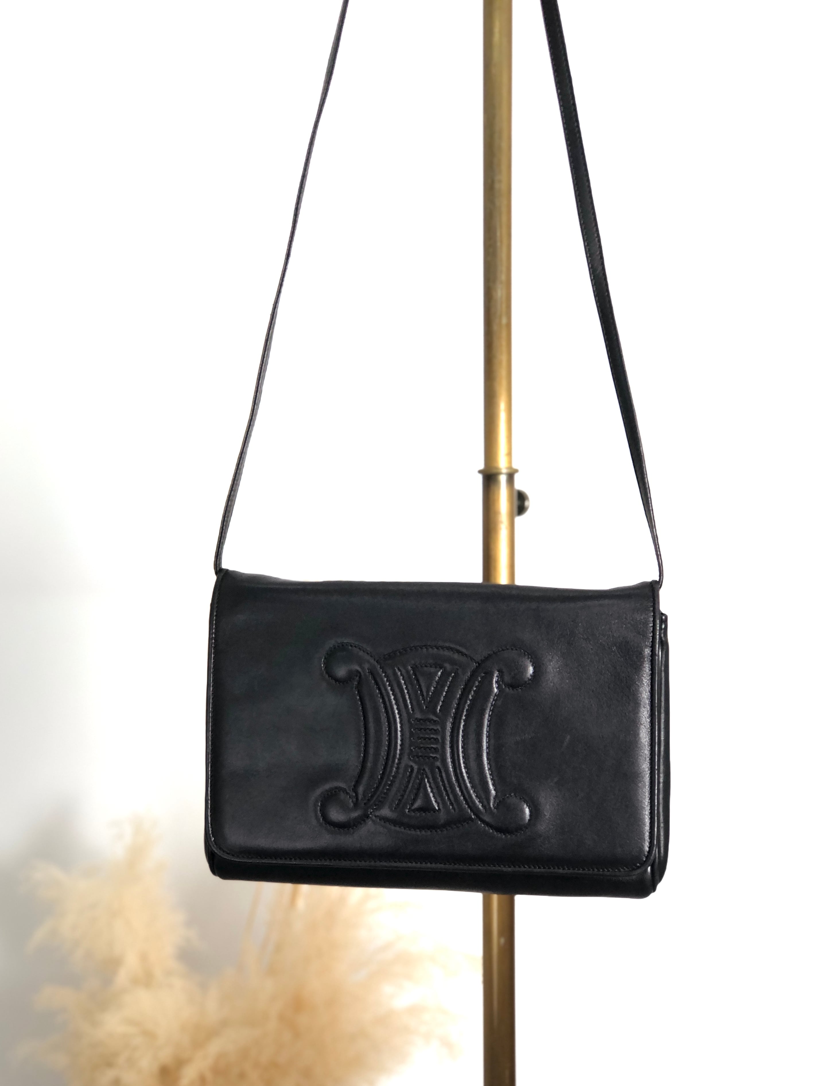 CELINE セリーヌ ショルダーバッグ ブラック ブラゾンステッチ レザー