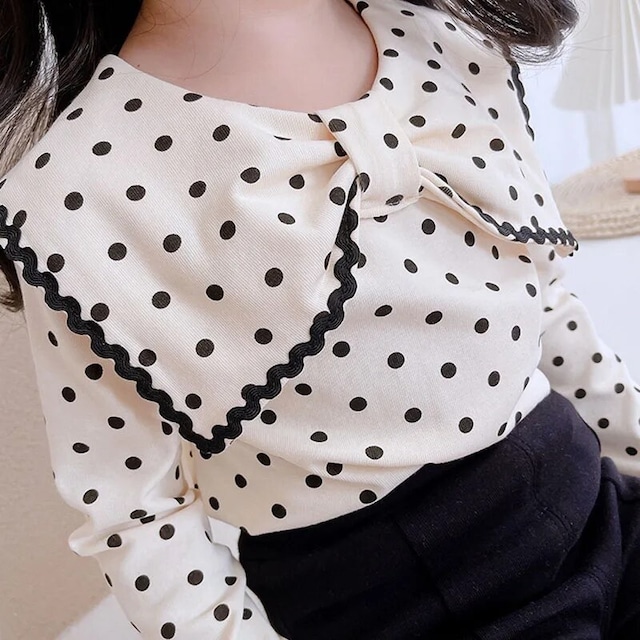 【取寄】リボン風のdotカットソーとフレアパンツセット