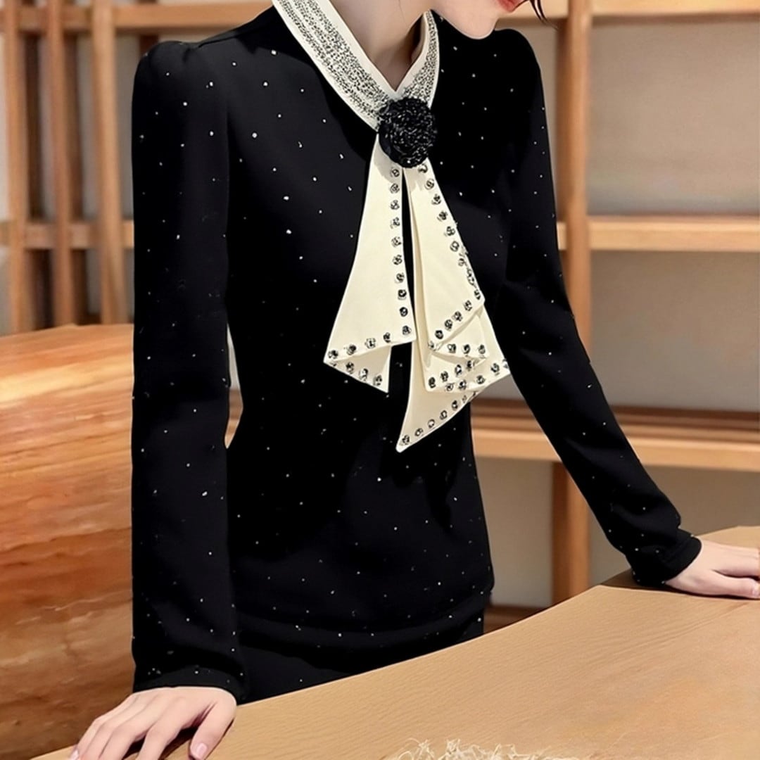 Long Sleeve Tie Blouse V3079