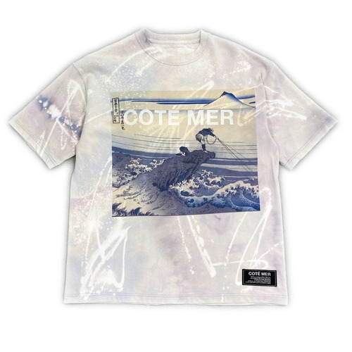 【tshirts208】Lsize  bleached T-SHIRTS blue
