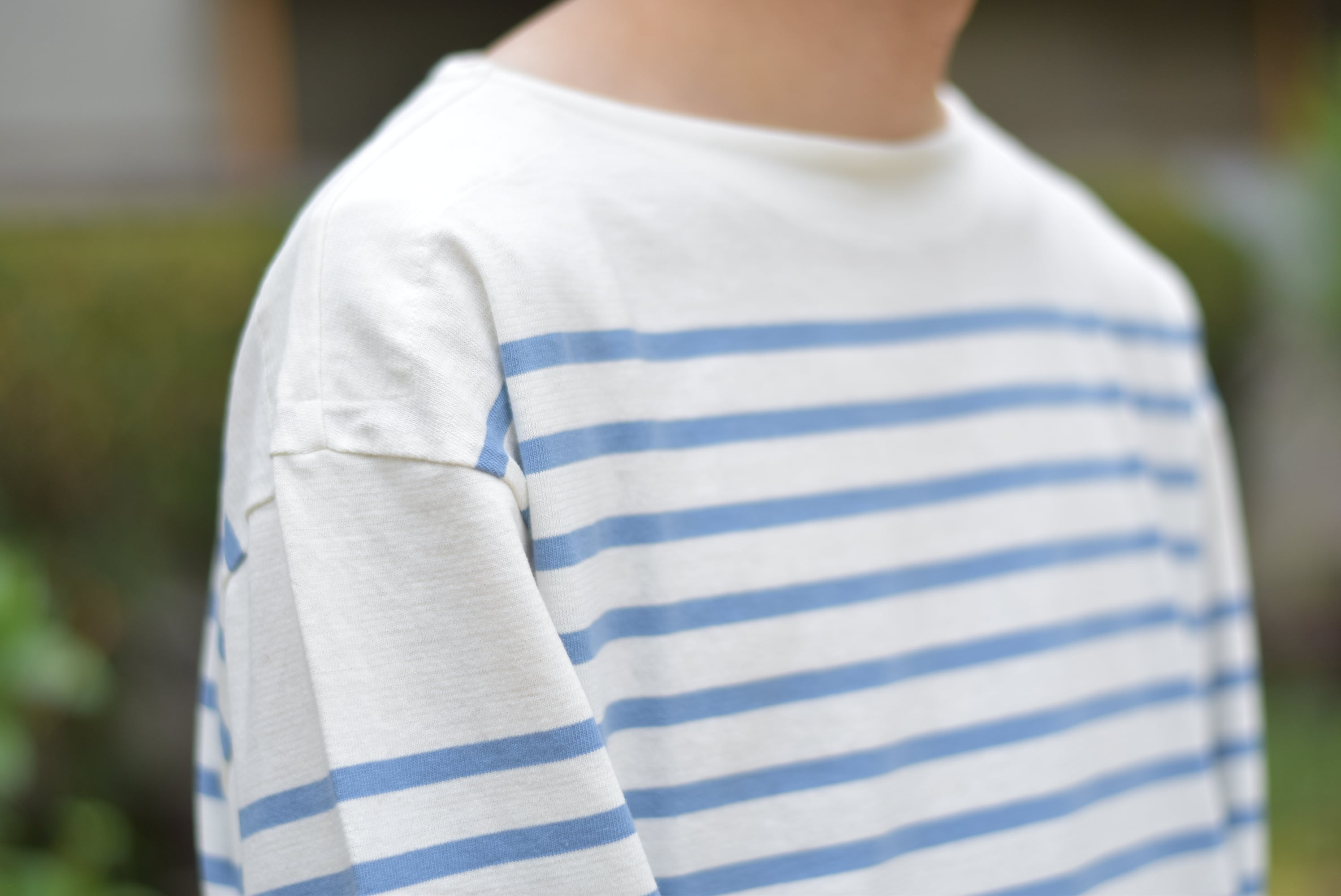 Phlannèl】Washi Cotton Panel Border Basque Shirt | theater(シアター)