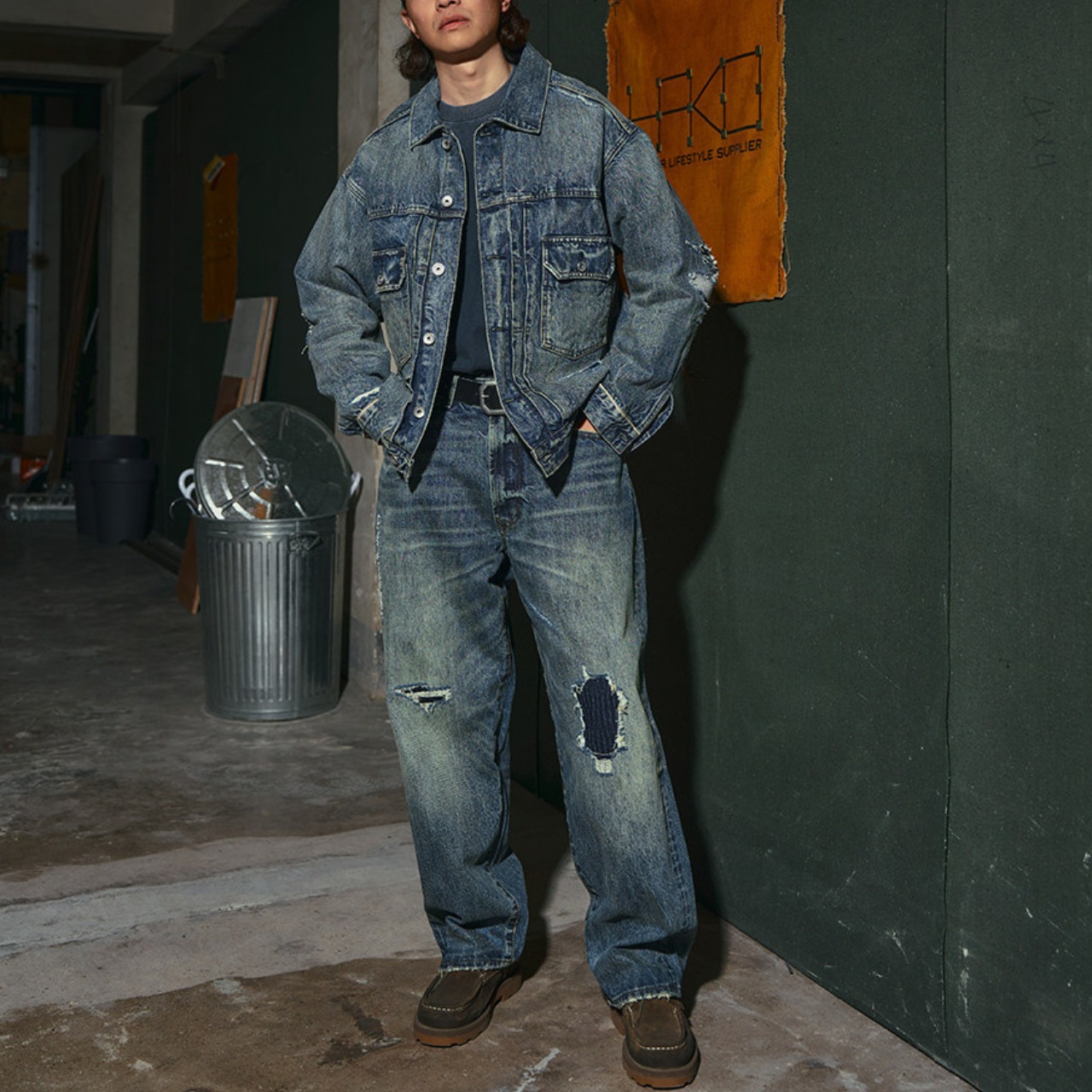 ヴィンテージパッチ フェードデニムパンツ N3539 - 3