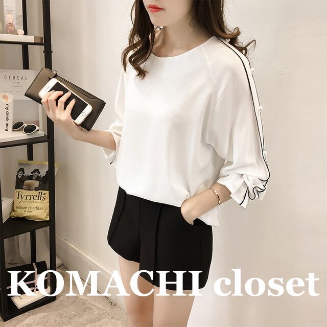 【送料無料】 シフォンシャツ シフォンブラウス 白 ピンク レディース オルチャン 韓国 ホワイト シャツ パール ビーズ ブラウス 長袖 ラウンドネック 襟なし フレア シフォン かわいい 大人可愛い きれいめ シンプル 大人 上品 おしゃれ 大人女子 こなれ感 キュート エレガント モダン 抜け感 無地 女性用 ママ OL 通勤 通学 デート 女子会 お泊まり 休日 レストラン ショッピング 着回し 普段使い スタイル モテ 定番 流行 M L XL 2XL 3XL 大きいサイズ