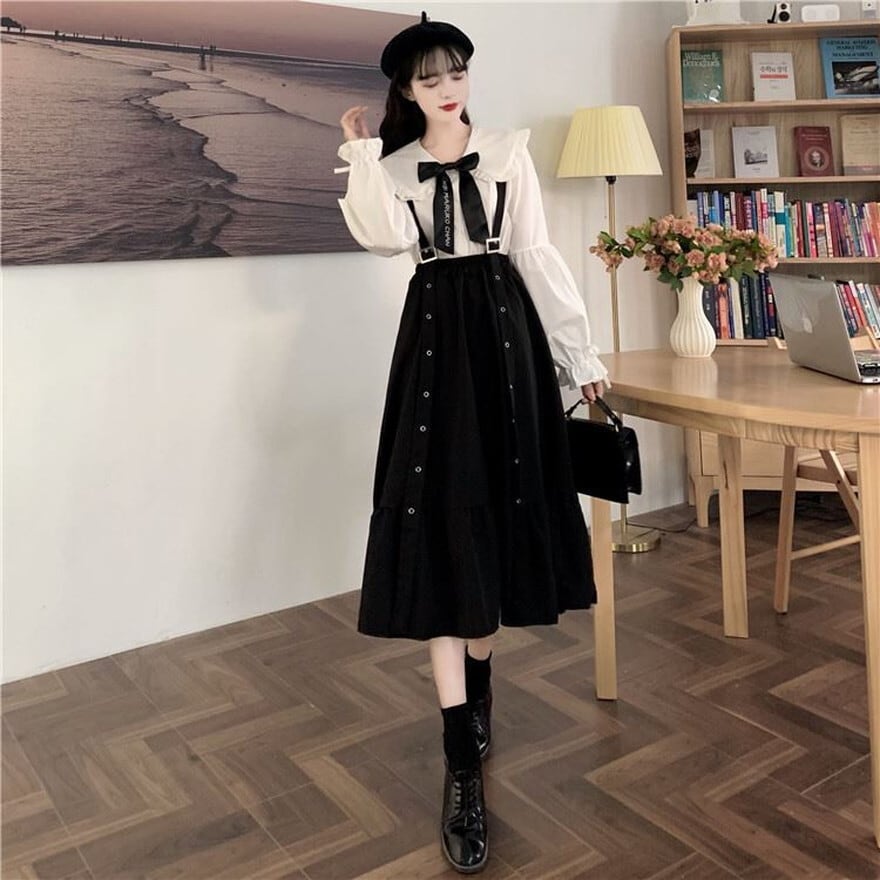 ゴスロリ ツーピース ロングスカート ゴシック フリル ゆめかわ