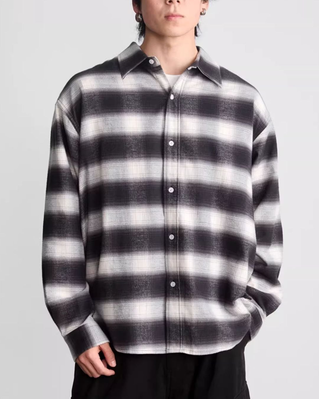 オンブレチェックロングスリーブシャツ S0083