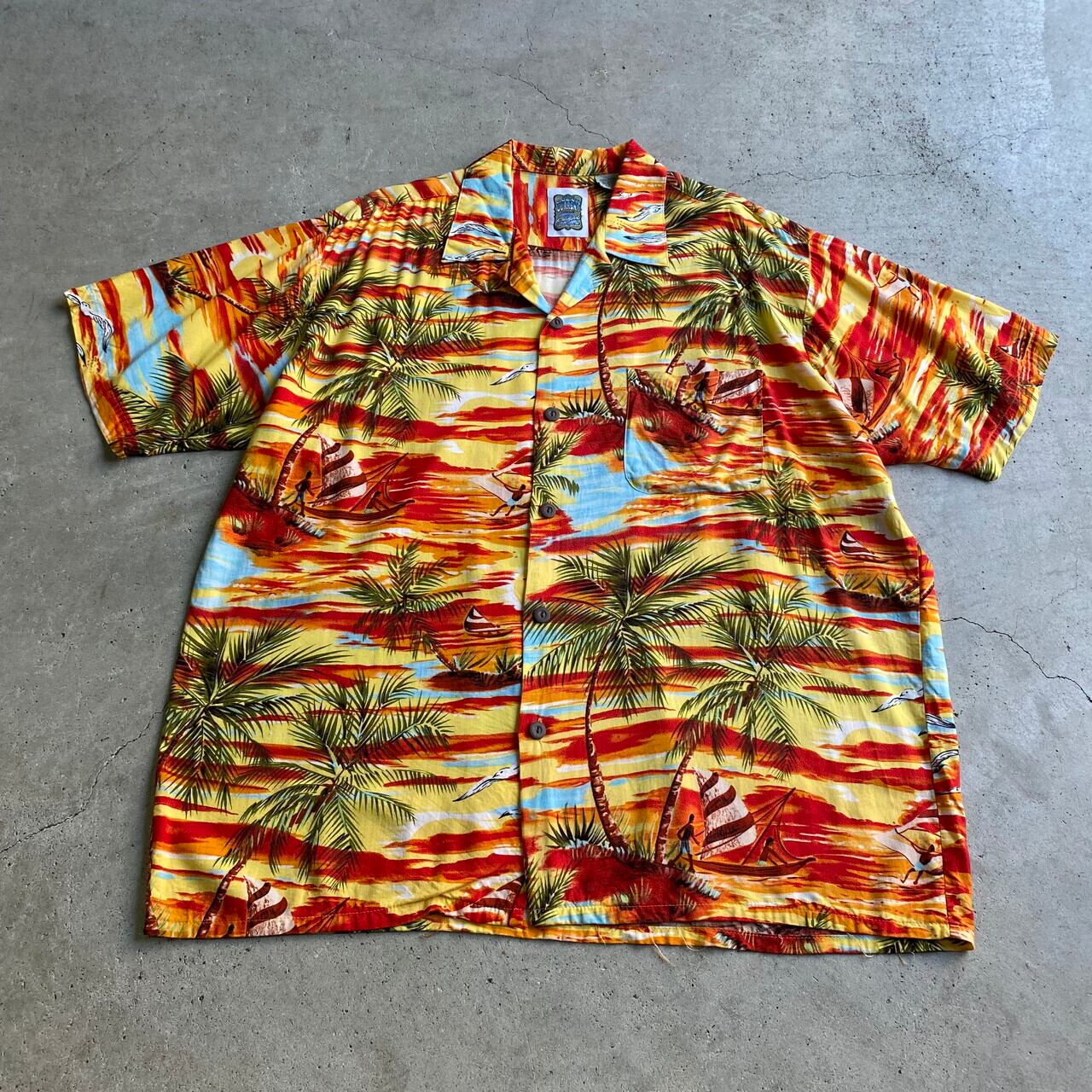 メンズ イエロー 2XL シャツ ハワイアン アロハ USA 90s 半袖