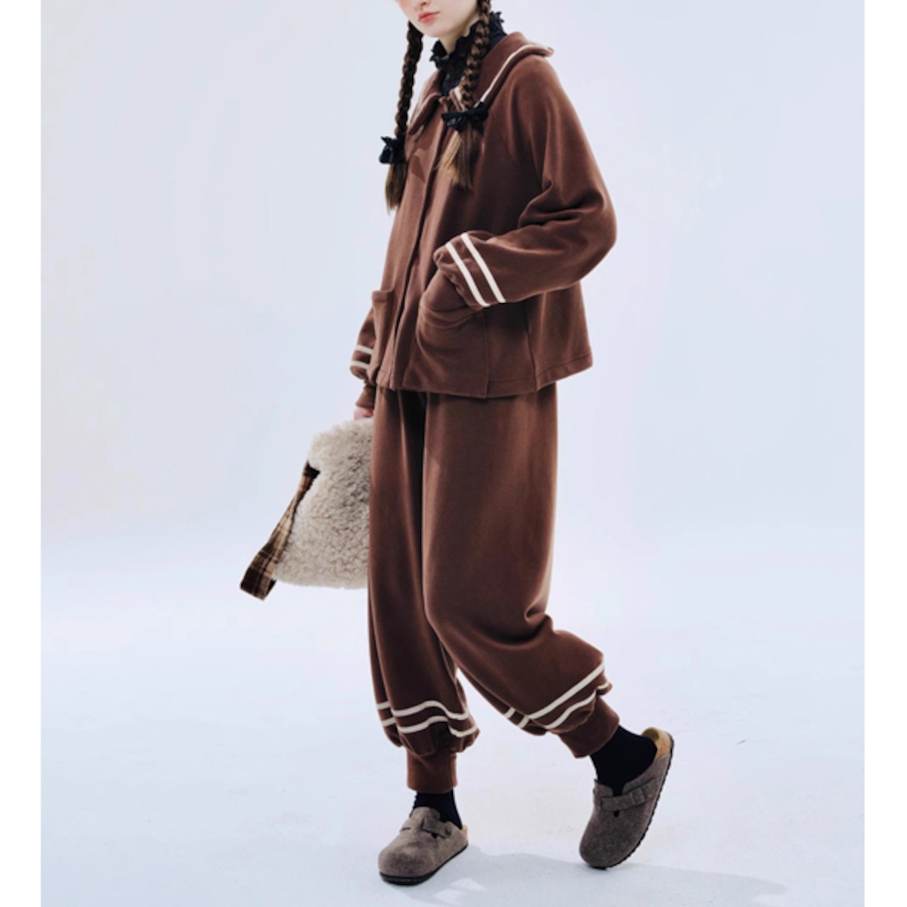 【2color】配色ラインセーラー風ブルゾン i0165