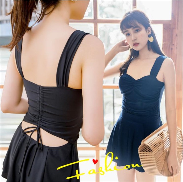 コンビネゾンスカート 韓国語版 温泉 水着 無地 フラットアングル 保守的 ススリム みずぎ