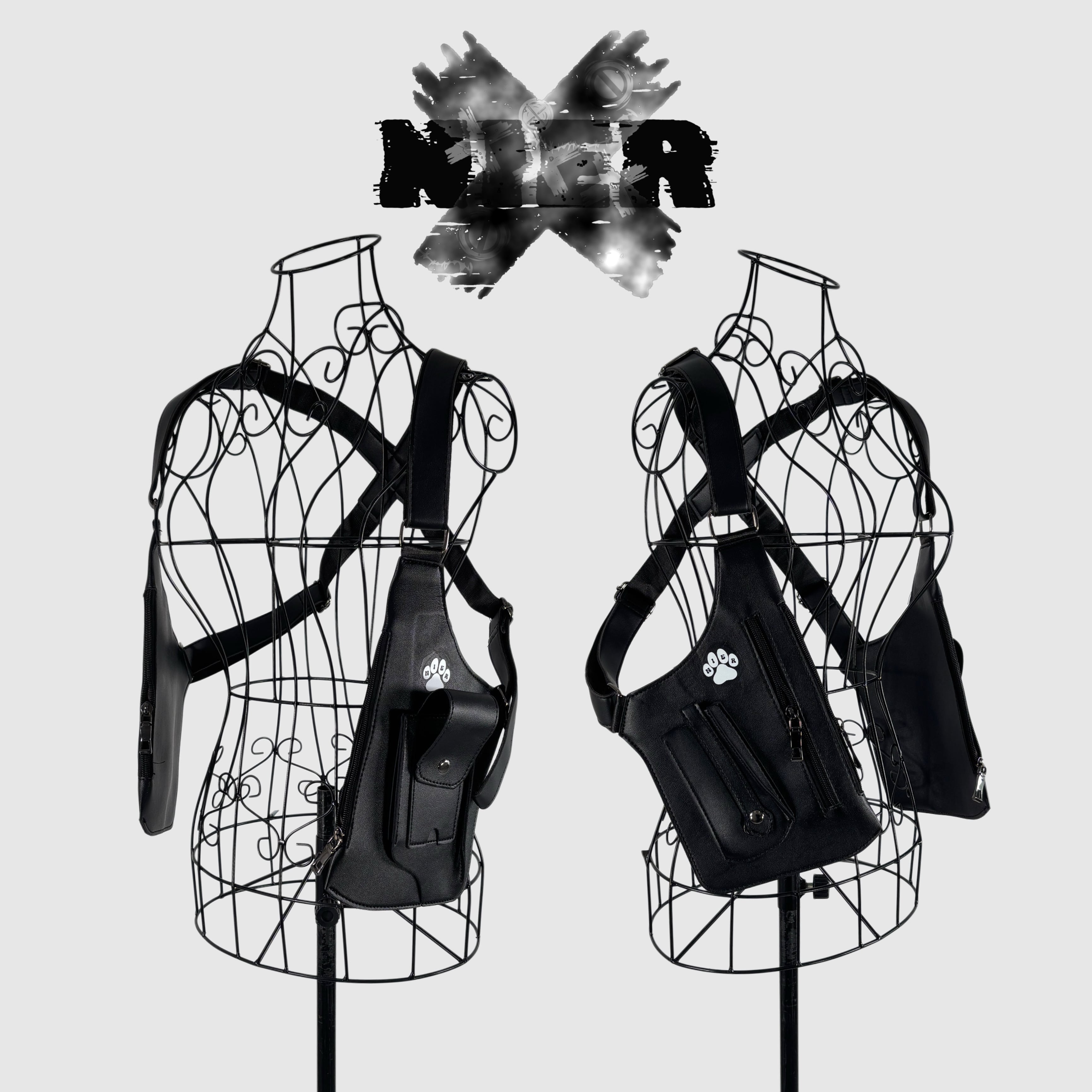 MULTI POCKET BLACK HARNESS | NIER CLOTHING