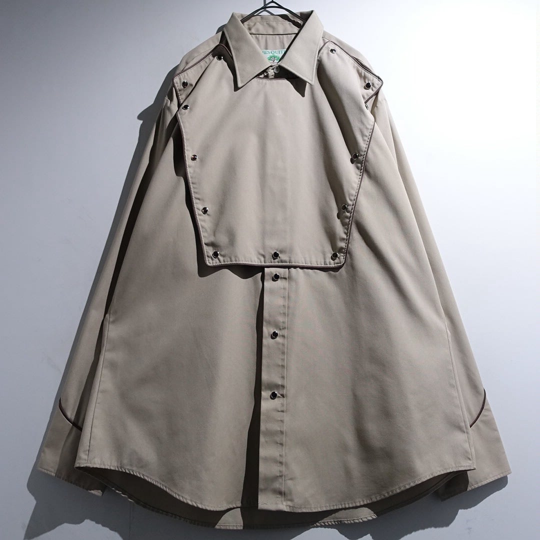 90s "Mesquite" Beige Western Bib Design L/S Shirt