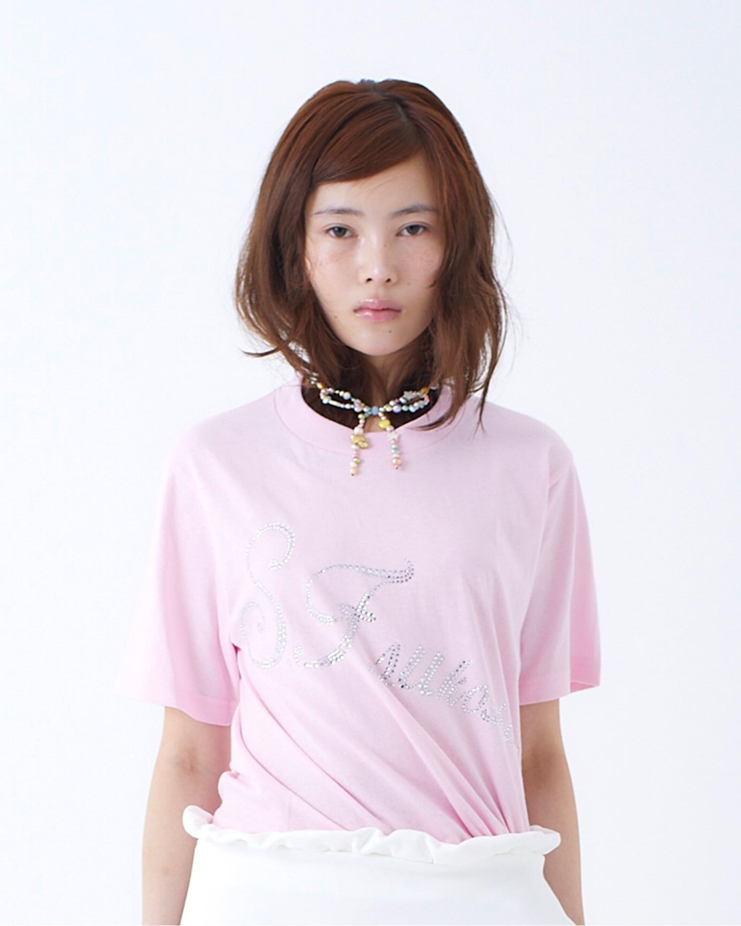 SF26SS21 S.F rhinestone T - Pink